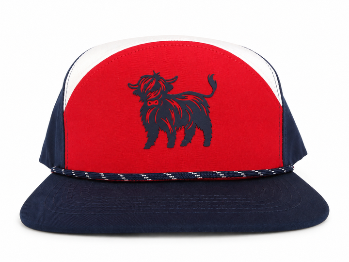 Zipelly 6-Panel Rope Hat (Red, White & Navy)