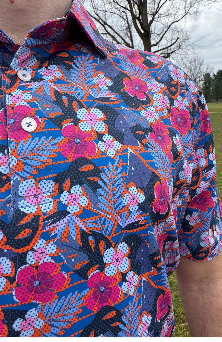 Floral Fusion Perforated Polo