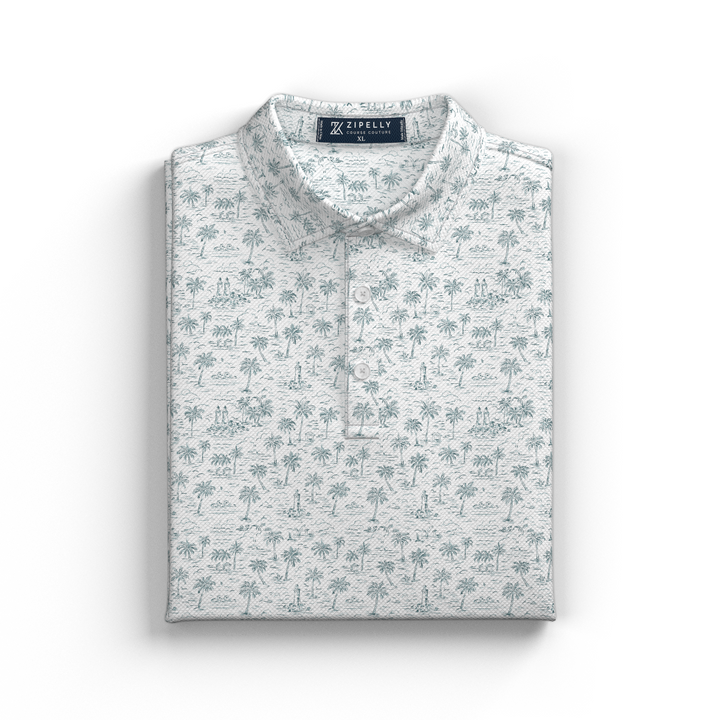 Palm Trees Perforated Printed Polo