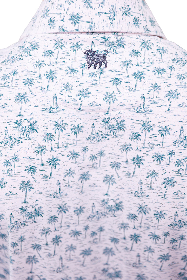 Palm Trees Perforated Printed Polo