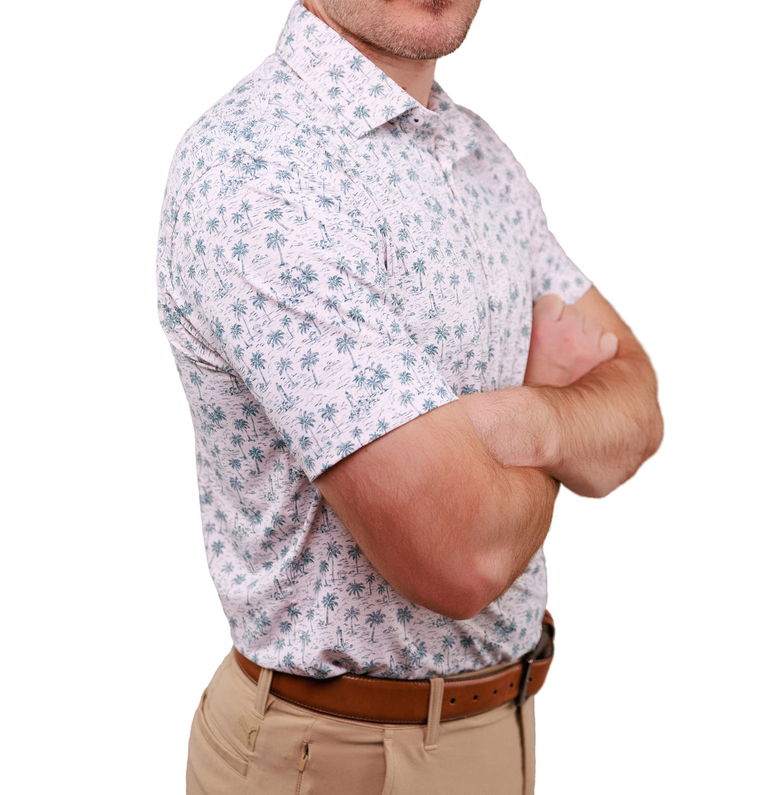 Palm Trees Perforated Printed Polo